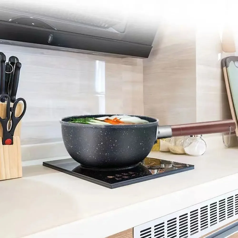 أواني طهي غير لاصقة وعاء الحليب مع غطاء وصب صنبور وعاء الحساء العالمي مسطح القاع النمط الياباني الطبخ قدر أغذية الأطفال #5