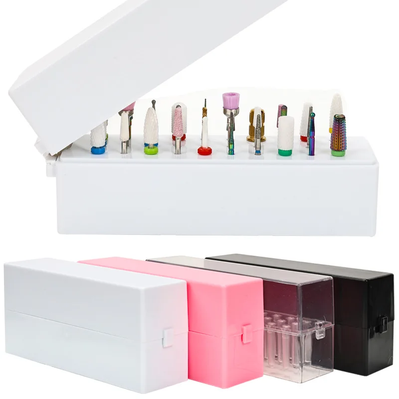 30 Holes Nail Drill Bits Storage Box Grinding Polish Head Holder Display Container Milling Cutter Manicure Drill Organizer Stand