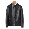 Spring Autumn Men's Motorcycle Leather Jacket Solid Stand Collar Jackets Fashion Casual Trend White Windproof Coat Streetwear