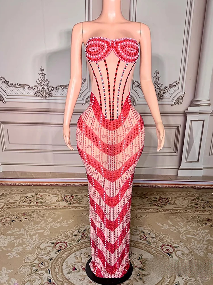 

High Quality Hot Stamping Sexy See Through Mesh Wrapped Chest Dress 2025 New Fashion Custom Women'S Clothing
