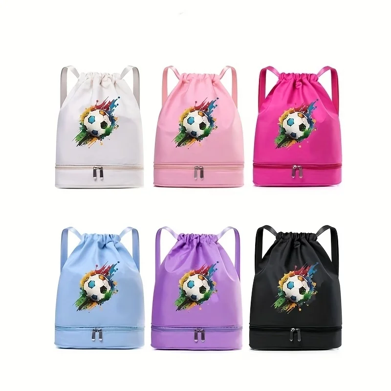 

Повседневный, универсальный и милый (с футбольным принтом) спортивный рюкзак на завязках, идеально подходящий для школьного сезона, подходит для повседневного использования.