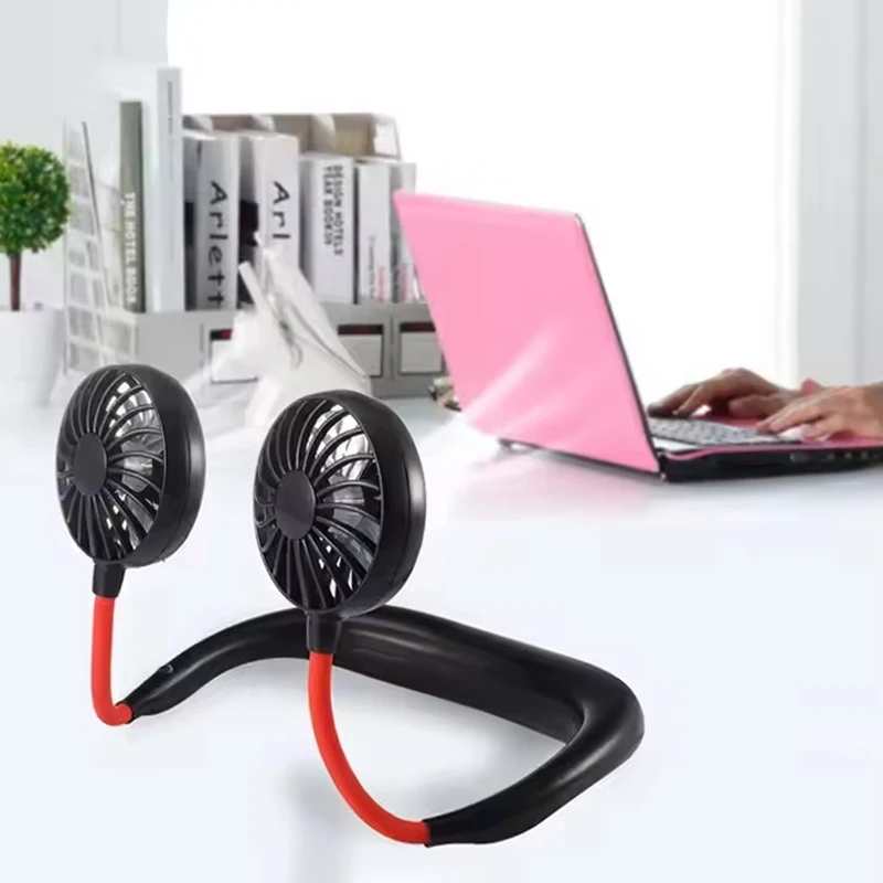 عالية الجودة سماعة تصميم اليد الحرة السفر في الهواء الطلق المحمولة USB قابلة للشحن Led الرقبة مروحة صغيرة محمولة باليد