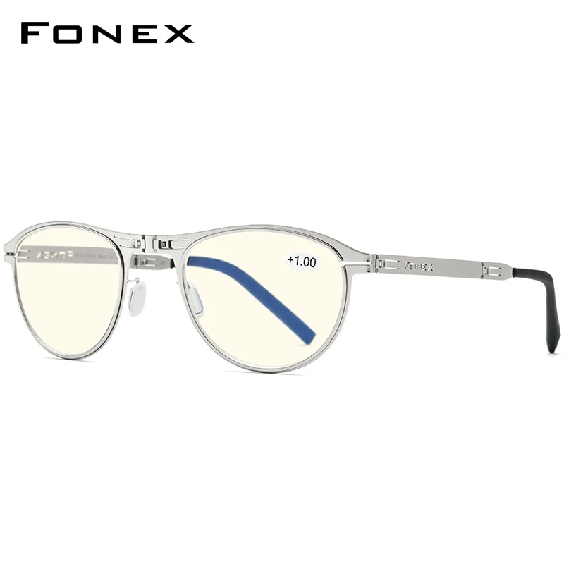 FONEX Anti Blue Blocking Folding Reading Glasses Men Presbyopia Hyperopia Diopter 2026 Women Screwless Foldable Eyeglasses LH013