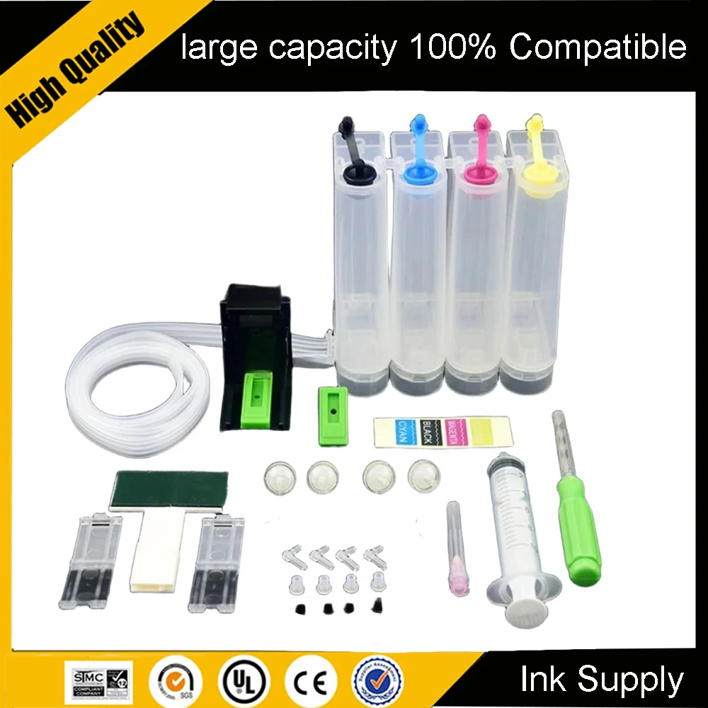 Universal 4-Color CISS Kit DIY Compatible for HP 305/302/304/301/901 For Epson 604/603/503 PG545 PG540 PG40 Inkjet Printers