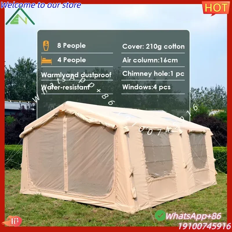 2026 17.28 Large Cotton Canvas Air Tent 5-6 Person 4 Season Waterproof Inflatable Glamping UV Protection Customizable