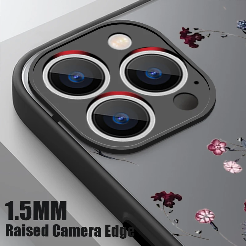 Durchscheinende, matte Handyhülle für iPhone 18, 17, 17e, 16, 15 Pro, 14, 13 Pro Max, mit Magsafe-Funktion, bunter Blumenmuster-Druck auf der Rückseite. – Detail 5