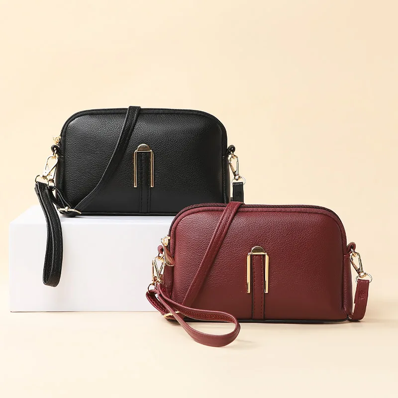 Soft Leather Mom\'s Bag Women\'s 2024 New Fashion Korean Edition Simple One Shoulder Shoulder Bag Ladies Crossbody Handbag