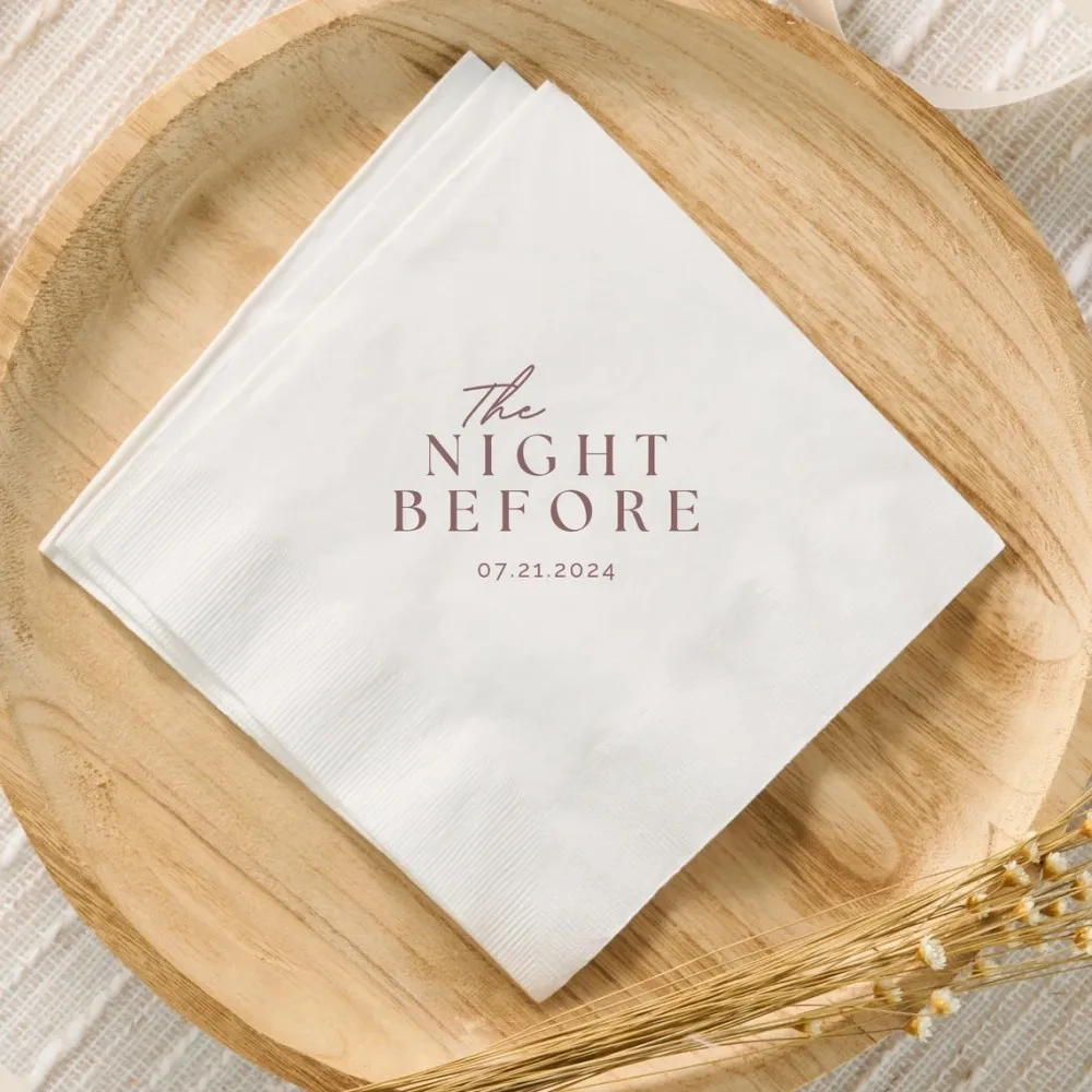 

50 Custom Wedding Rehearsal Dinner Napkins The Night Before Personalized Date Napkin Pre Wedding Night Dinner Engagement Party