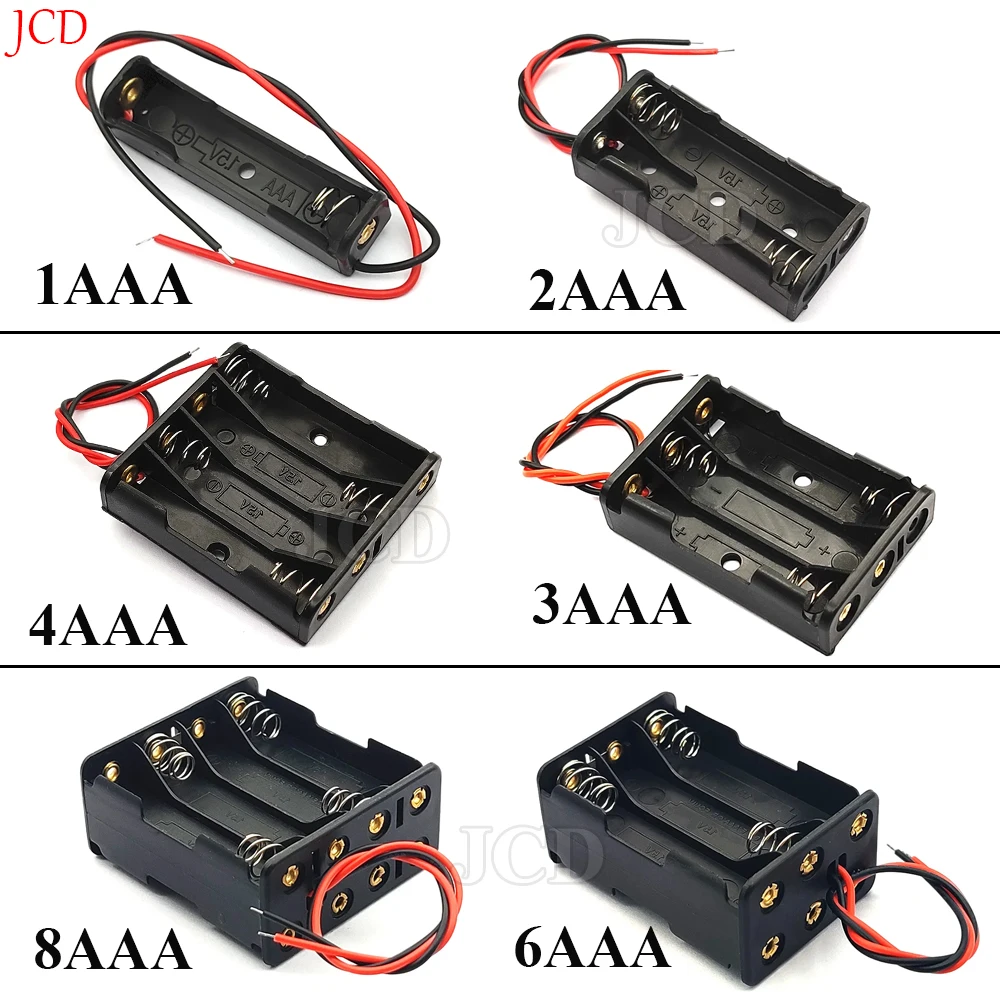 1/2/3/4 Slot AAA Battery Case Battery Box AAA Battery Holder With Leads With 1 2 3 4 6 8 Slots AAA drop shipping 1.5V