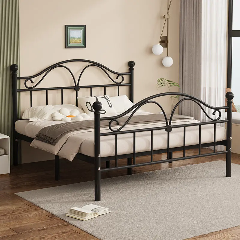 simple black bed bases & frames thickened Nordic household metal double bed modern reinforced letto matrimoniale home furniture