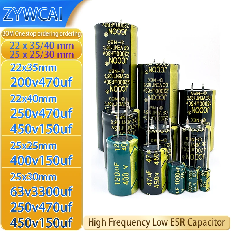 2PCS 22x35 200V470UF 22x40 250V470UF 450V150UF 25x25 400V150UF 25x30 63V3300UF 250V470UF 450V150UF Capacitor