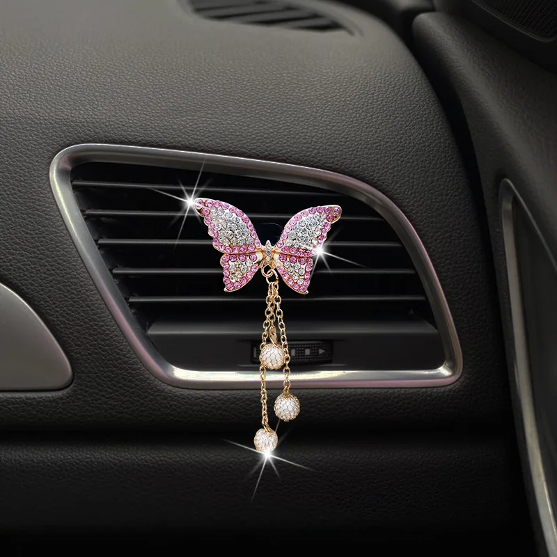 Butterfly Car Air Vent Clip Air Freshener Car Decor Air Outlet Bling Diamond Butterfly Car Accessories Interior For Woman