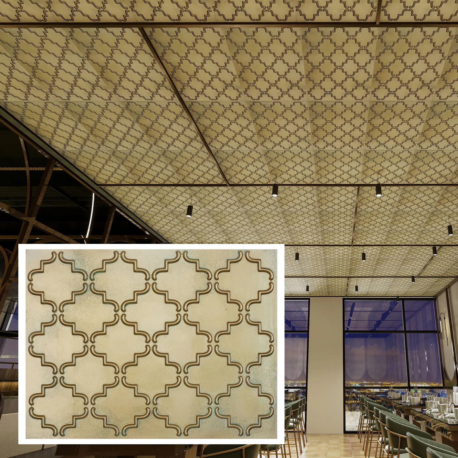 Reclaimed ceiling tiles, Interior decorative panel, for Store Entrance PLB28 Brass verdigris 10pcs/lot