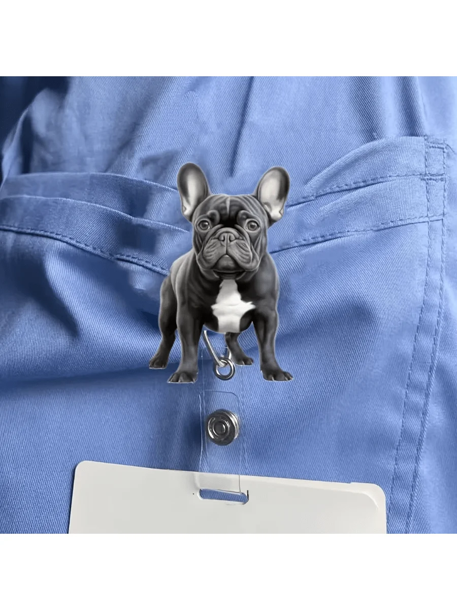 1 шт., выдвижная катушка для значка с милой собакой и металлическим зажимом — 24-дюймовый отрывной ремешок, 360 °   Поворотный крючок для офиса / корпоративного / мероприятий