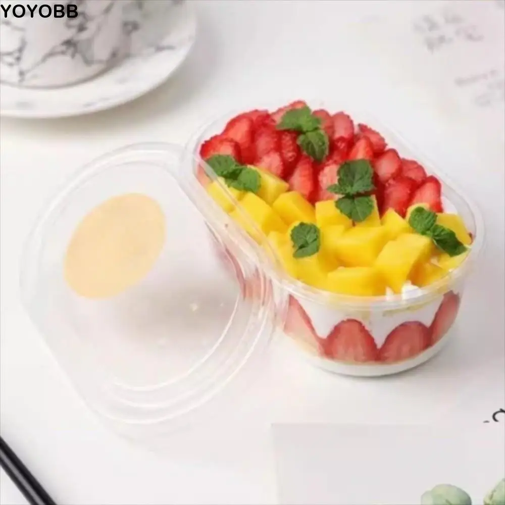 

50pcs Clear Dessert Container with Lid Oval Cake Container Cake Packing Box Individually Packaged 500/280ML