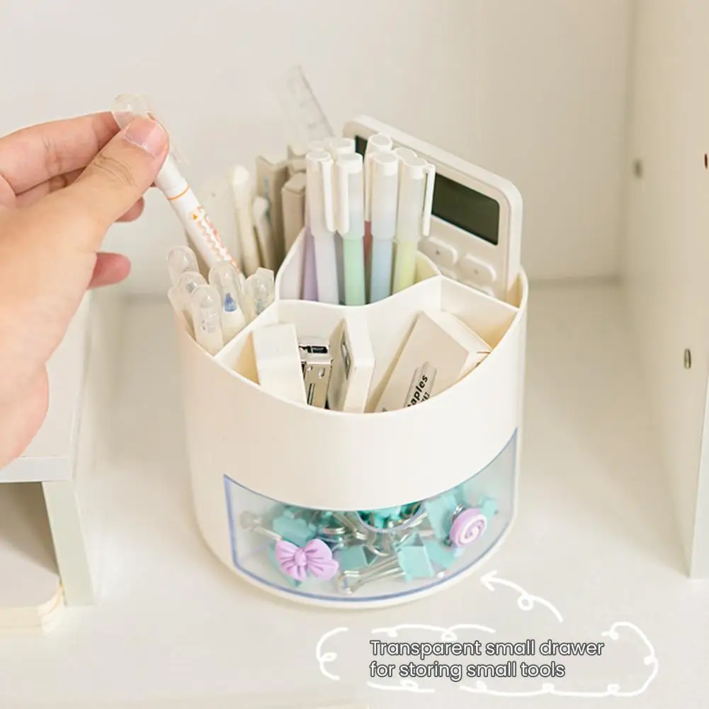 حامل قلم متعدد الوظائف قسم أبيض وطبقات قلم رصاص دوار مكتب تخزين سطح المكتب لوازم مكتبية أدوات التجميل #1