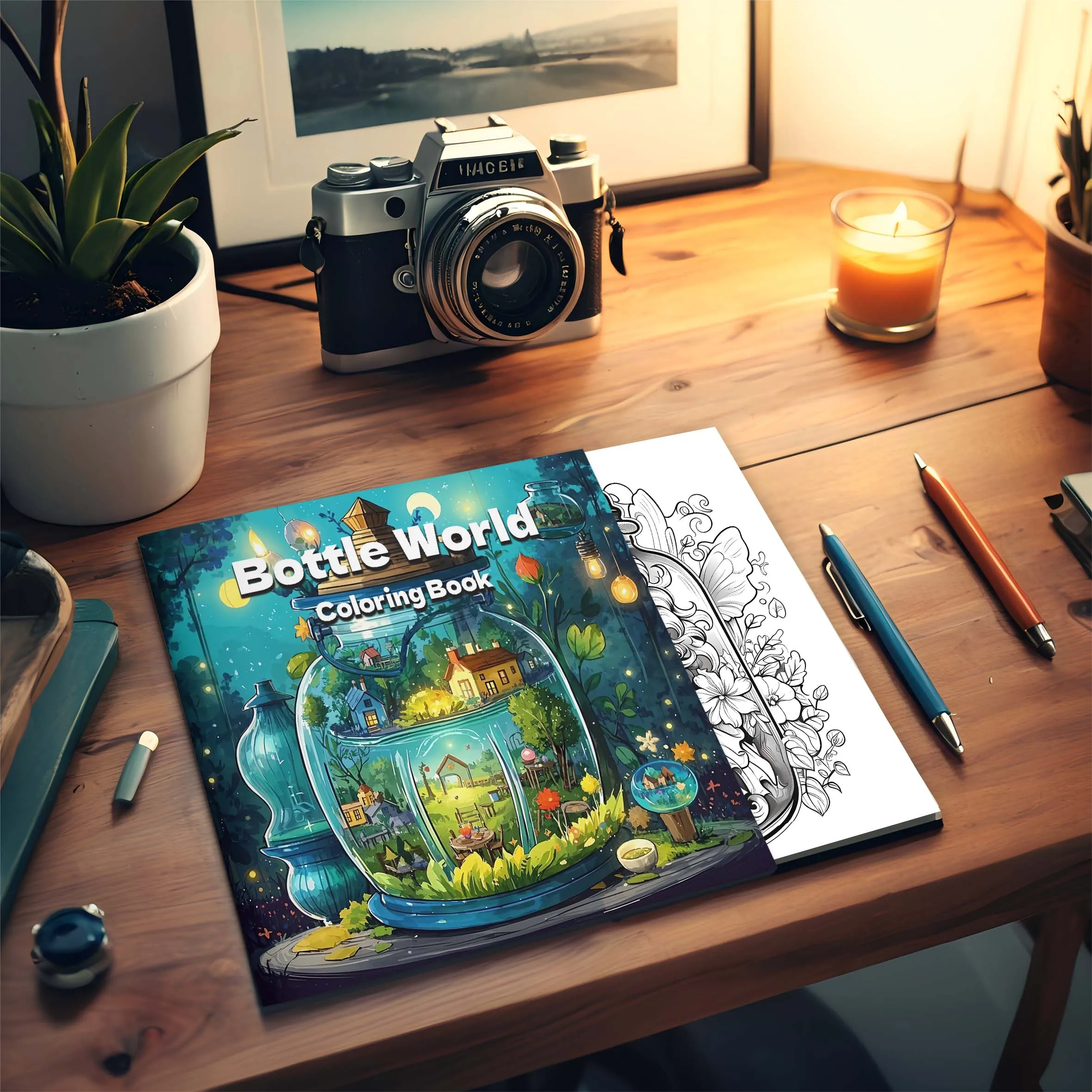 Bottle World Coloring Book 24 page Gift For Birthday Party Relieve Stress Kill Time Graffiti Painting Drawing Book Original