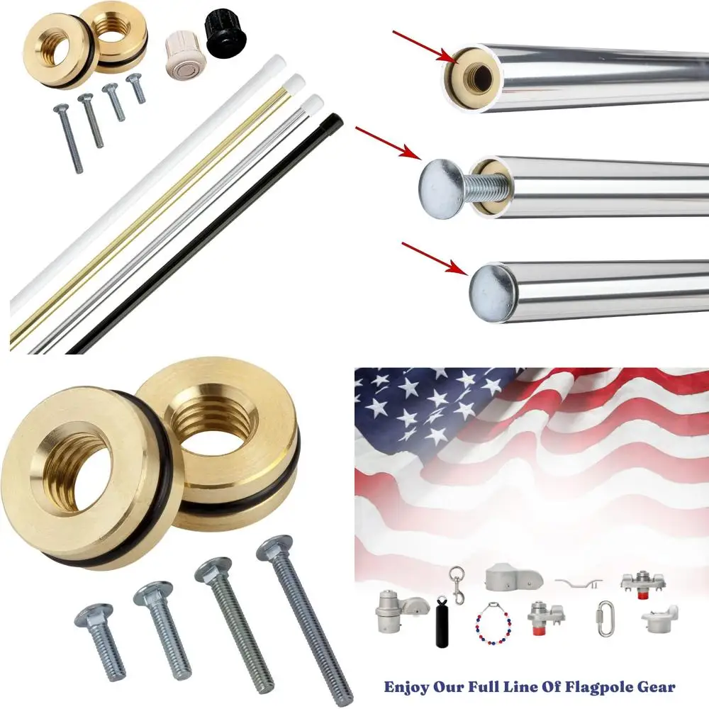 

6 Foot Director's Showcase Color Guard Flagpole Set with Silver Pole and White Caps