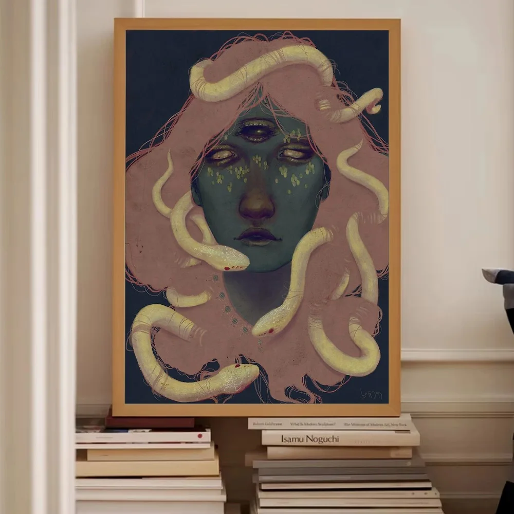 باطني الثعبان آلهة قماش جدار الفن القوطية الخيال ديكور ساحر الظلام ديكور فني للمنزل هدية فريدة من نوعها مخلوق باطني اللوحة #2