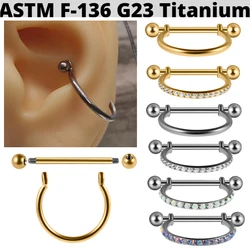 1PC  G23 Titanium Ear Tragus Cartilage Ring Barbell With Cz /Opal Hoop Cartilage Cuff piercing Helix Daith Rook Lobe Earrings