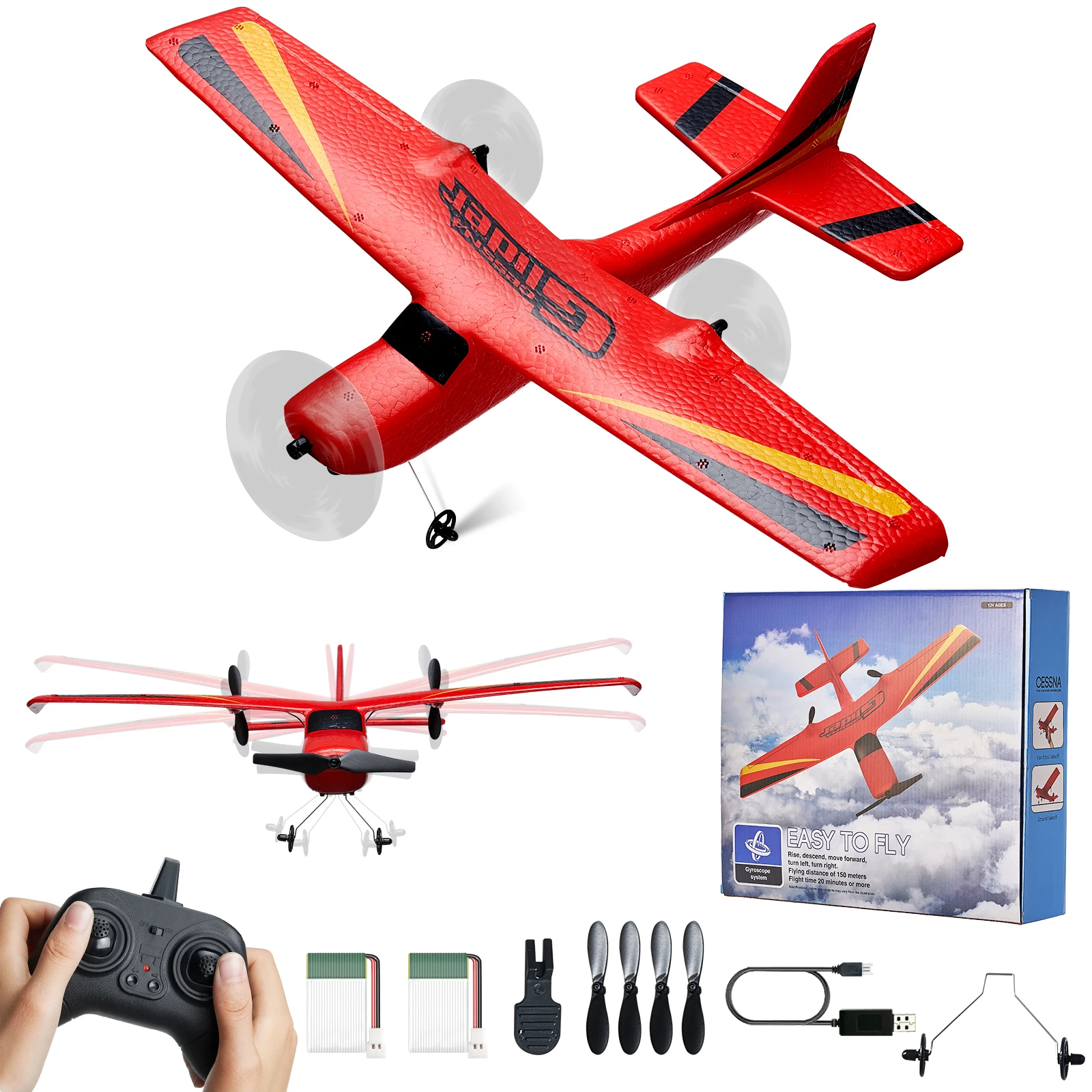 

SucceBuy Z50 RC Plane 2.4G 2CH Remote Control Fighter Fixed Wingspan Glider with 6-Axis Outdoor RC Warbird Airplane Toys Gifts
