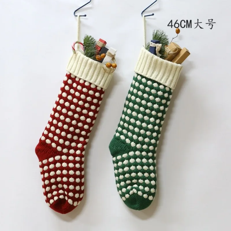 

Socks Christmas Decorations 46CM Knitted Pendant Dotted Christmas Socks