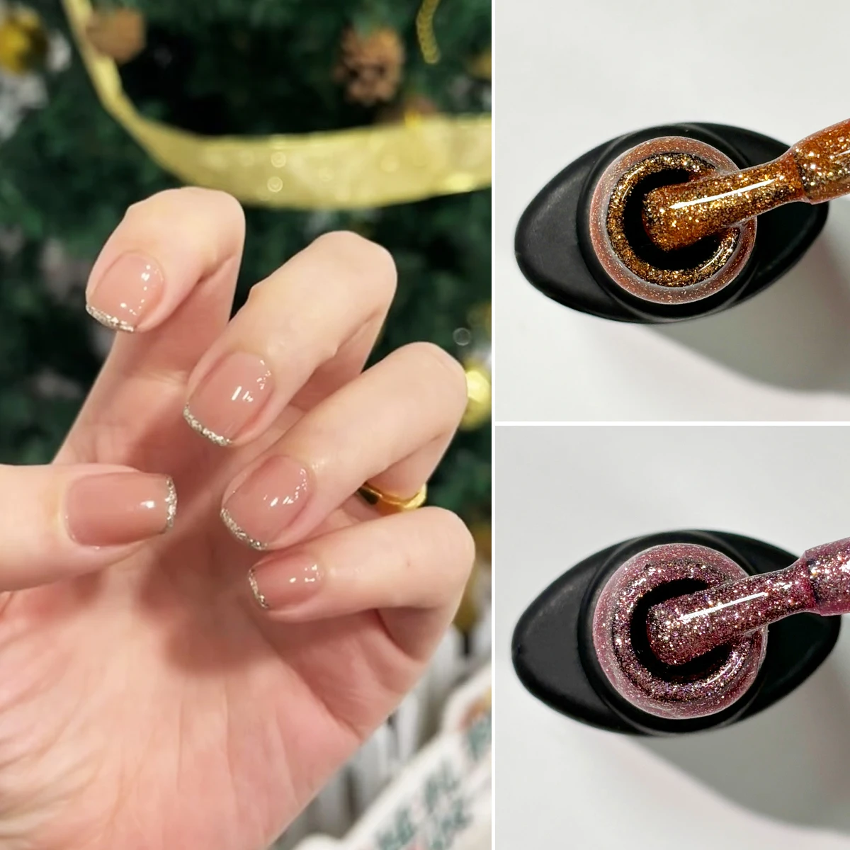 غراء سحب معدني لامع 9D مطلي بالأشعة فوق البنفسجية نقع قبالة طلاء الأظافر - غراء بلاتيني ذهبي وفضي عالي الكثافة لتقليم فلاش أ #1