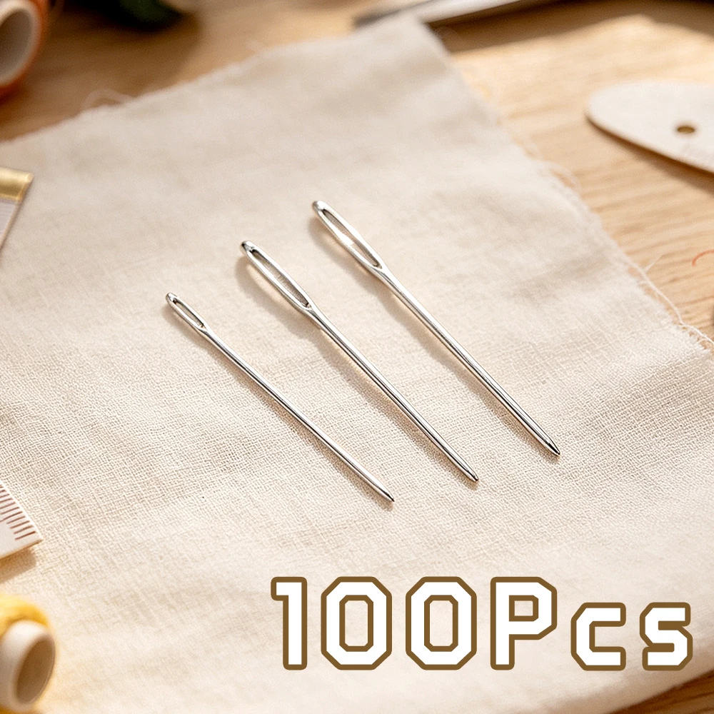 100Pcs/3 Sizes Premium Large-Eye Blunt Needles, Stainless Steel Hand Yarn Knitting Needles, Cross Stitching, Embroidery Projects