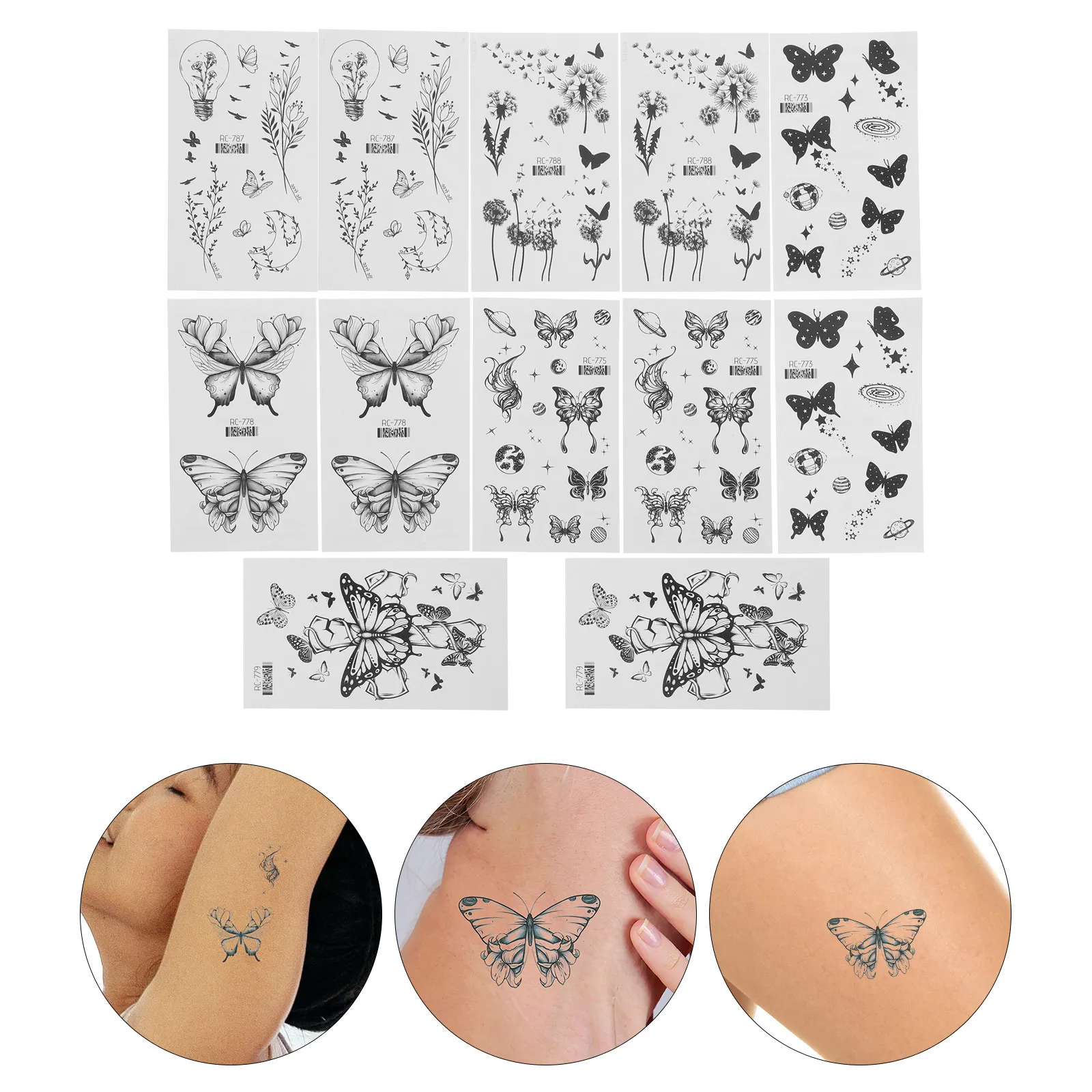 

Butterfly Temporary Stickers 12 Sheets Women Fake Butterfly Temporary Tattoos Realistic Body Art Summer Party Premium Quality