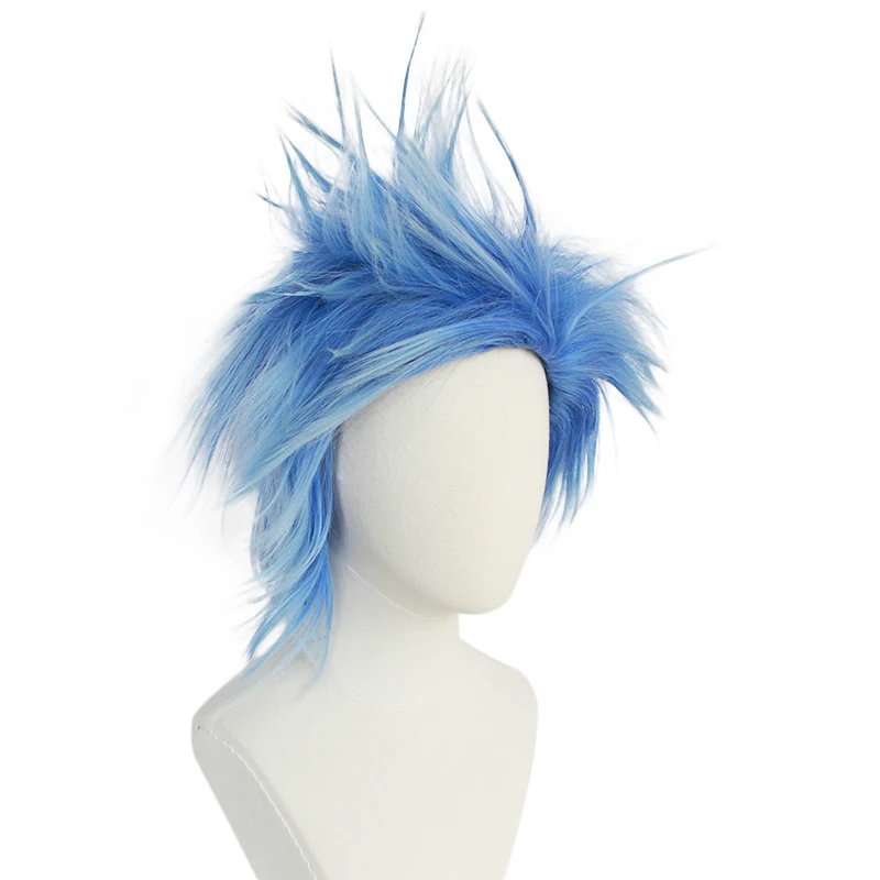 Vibrant Blue Spiky Punk Synthetic Wig - Edgy Mohawk Style for Cosplay, Punk Rock Costumes, Halloween