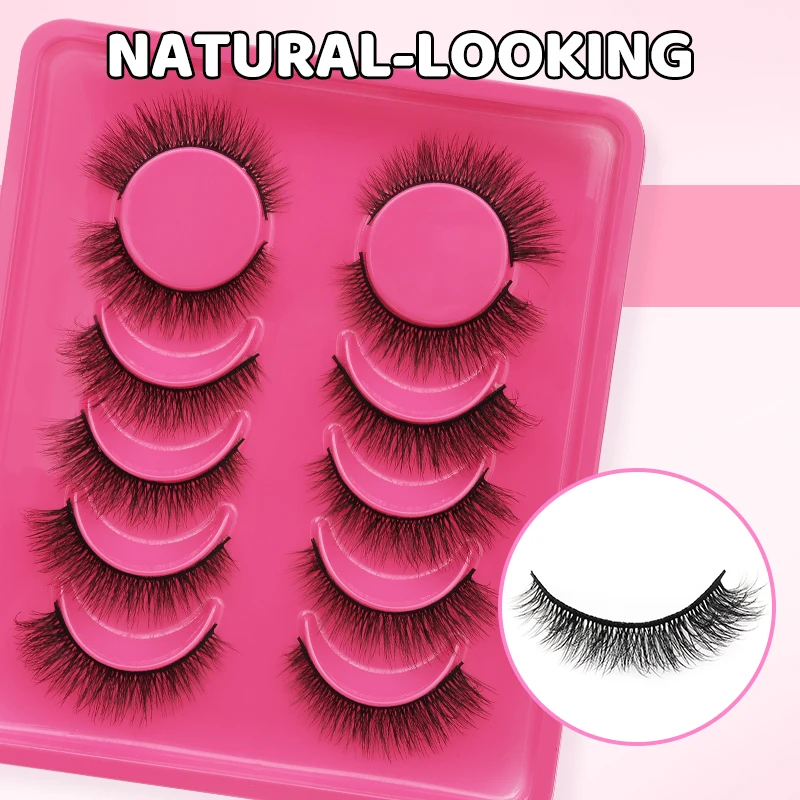 DINGSEN 6 Paar 3D 5D natürliche Wimpern farbige braune Wimpern Volumenwimpern Frau Make-up falsche Wimpernverlängerung – Detail 2
