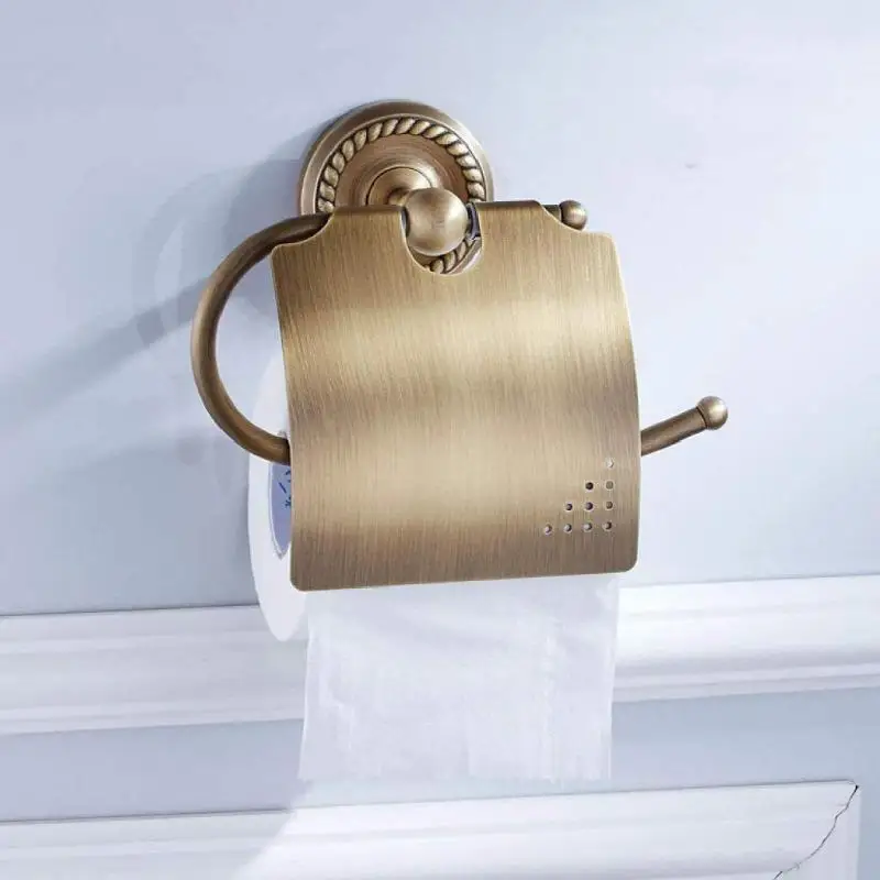

Toilet Paper Holder Wall Mounted Vintage Classic Bathroom Antique Brass Roll Tissue Box Bathroom Accessories Paper Towel Holder