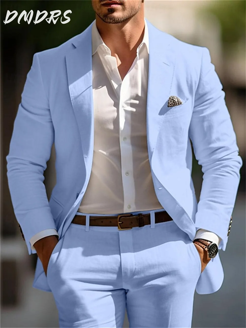 Classic Summer Men's Suit 2PCS For Wedding Formal Solid Suit Including Jacket Pants For Party Classic Occasion Clothing