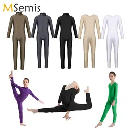 Leotardos de Ballet para niños y niñas, traje de manga larga para gimnasia, mono, Unitard, ropa de rendimiento para entrenamiento