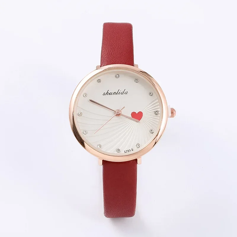 Relojes de pulsera de cuarzo con corazón de amor para mujer, relojes de pulsera elegantes para estudiantes, reloj de cuarzo Simple y versátil