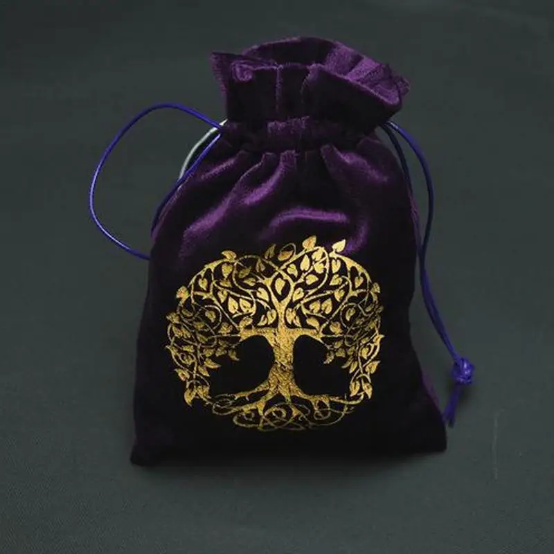 Velvet Tarot Bag Pouch Purple Jewelry Pouches Drawstring Bag Jewelry Bags Pouch for Tarot Card Rune Dice Travel Jewelry Bag Tree