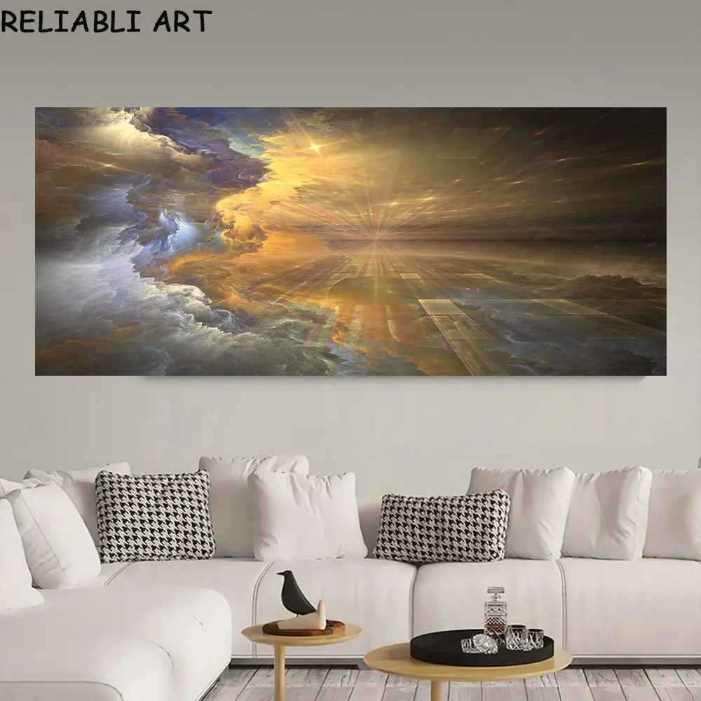 Abstract Colorful Nebula Clouds Landscape Canvas Painting Big Size Poster and Print Wall Art Picture For Living Room Home Decor