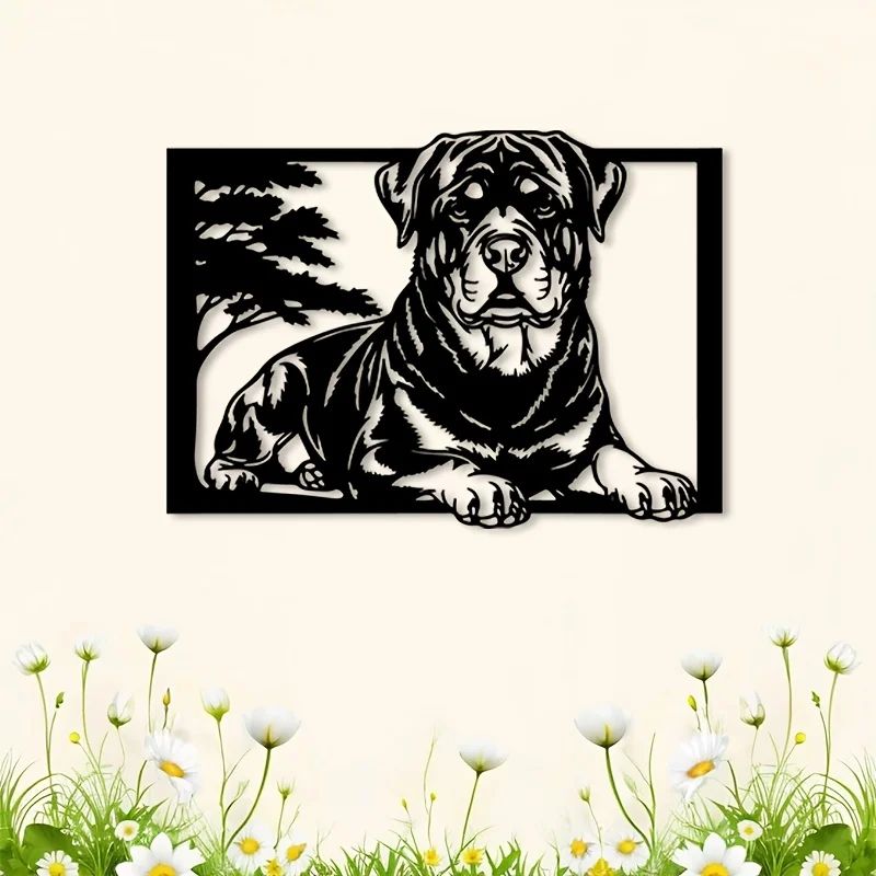 Rottweiler Iron Metal Wall Art, Dog Wall Decor for Living Room Garden Fence, Pet Lover Gift