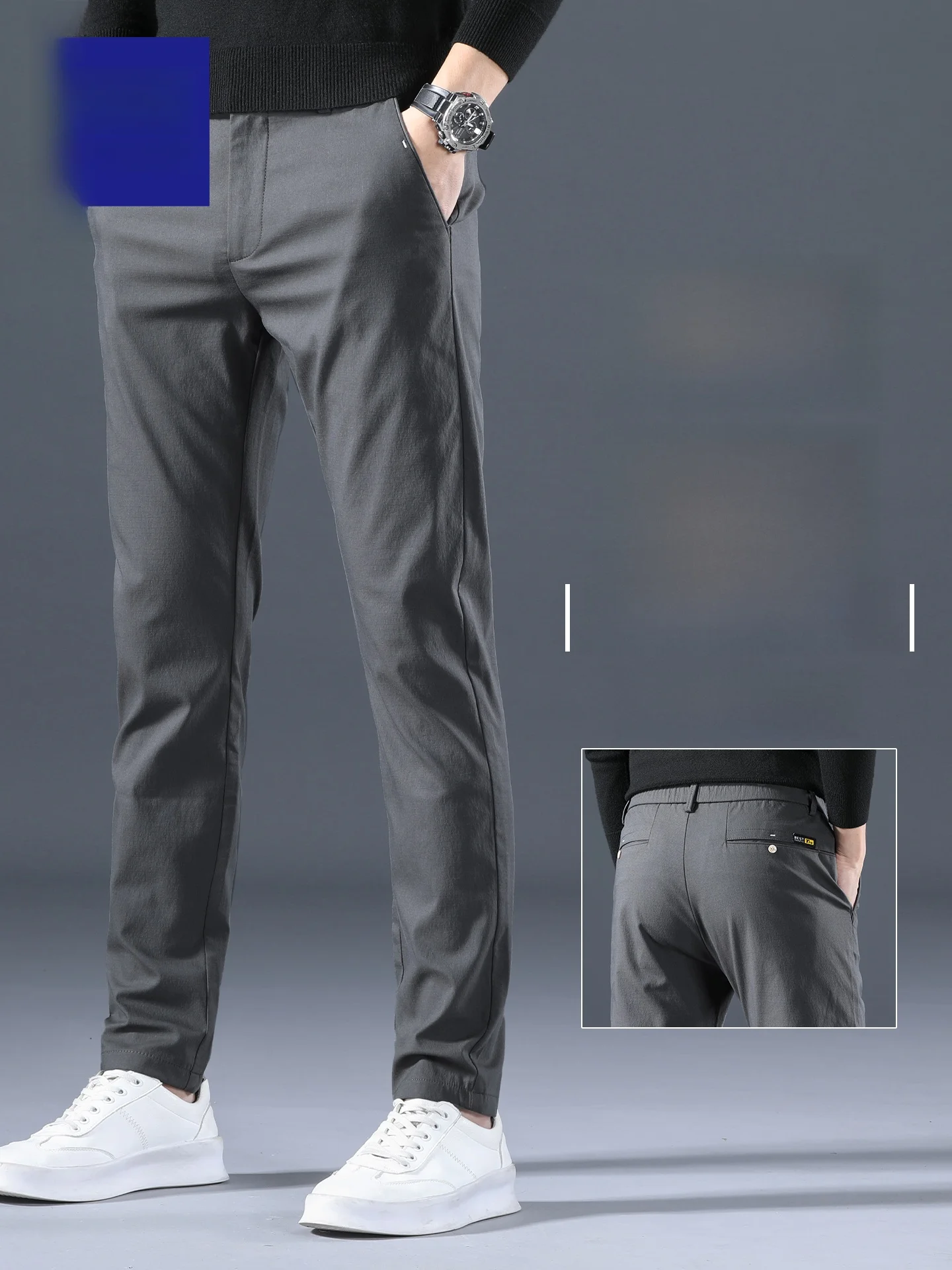 

Lormen Ice Silk Men's Summer Ultra-Thin Slim Straight Leg Casual Pants Qui-Drng Sports Long Trousers Faionable Urban Sle