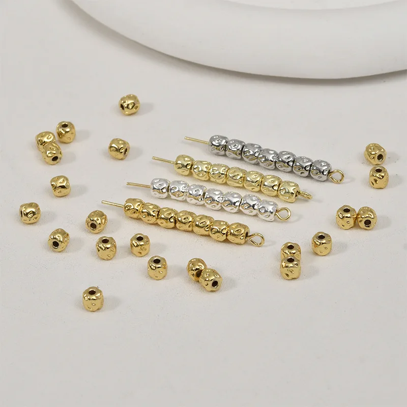 Copper-plated 14k Gold Color Dark Pattern Strawberry Beads Straight Bead Spacer DIY Bracelet Ear Jewelry Loose Bead Accessories