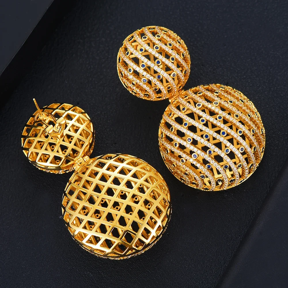 

Missvikki New Luxury Romantic Hollow Ball Big Round Dangle Earrings Gorgeous Sparkling Bridal Wedding Noble Fashion Jewelry New