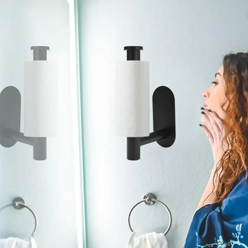U0DE من الفولاذ المقاوم للصدأ ورق التواليت حامل الحمام المطبخ حمام ملصق ملصق لطف