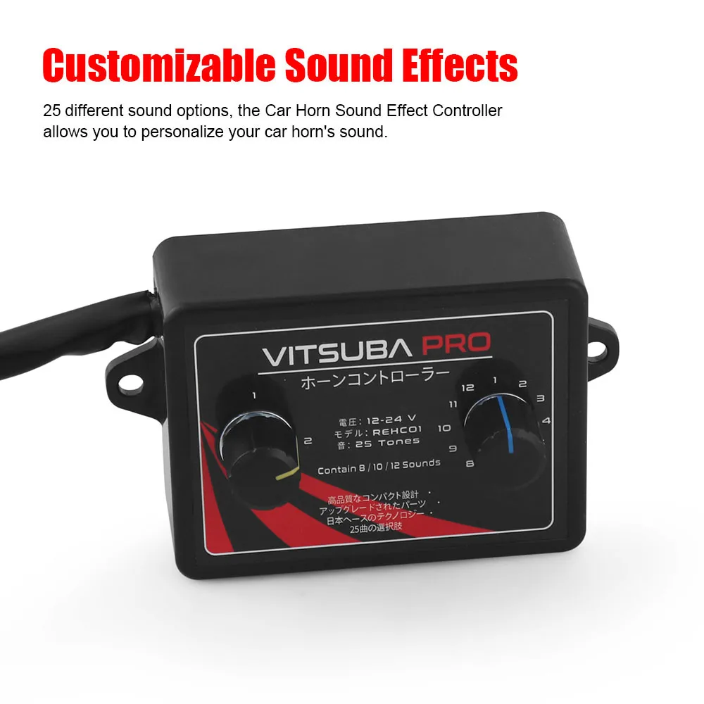 Car Horn Controller 25 Tones Car Horn Control Horn Speaker Auto Air Horn Music Controller 12-24V Snail Horn Control Unit For Car