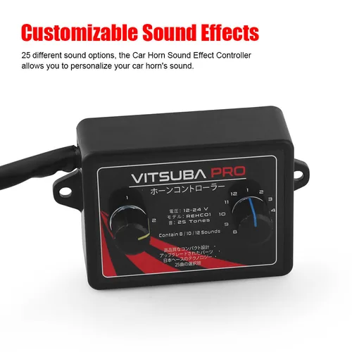 Imagen 2 del producto Controlador de bocina de coche, 25 tonos, Control de bocina de coche, altavoz, bocina de aire automática, controlador de música, unidad de Control de bocina de Caracol de 12-24V para coche