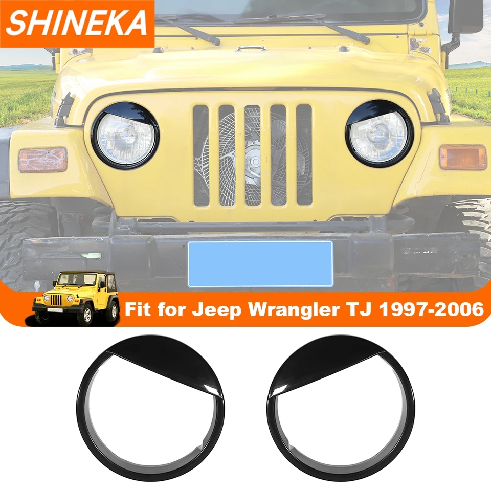 SHINEKA Car Front Headlight Lamp Decoration Cover for Jeep Wrangler TJ 1997 1998 1999 2000 2001 2002-2006 Exterior Accessories