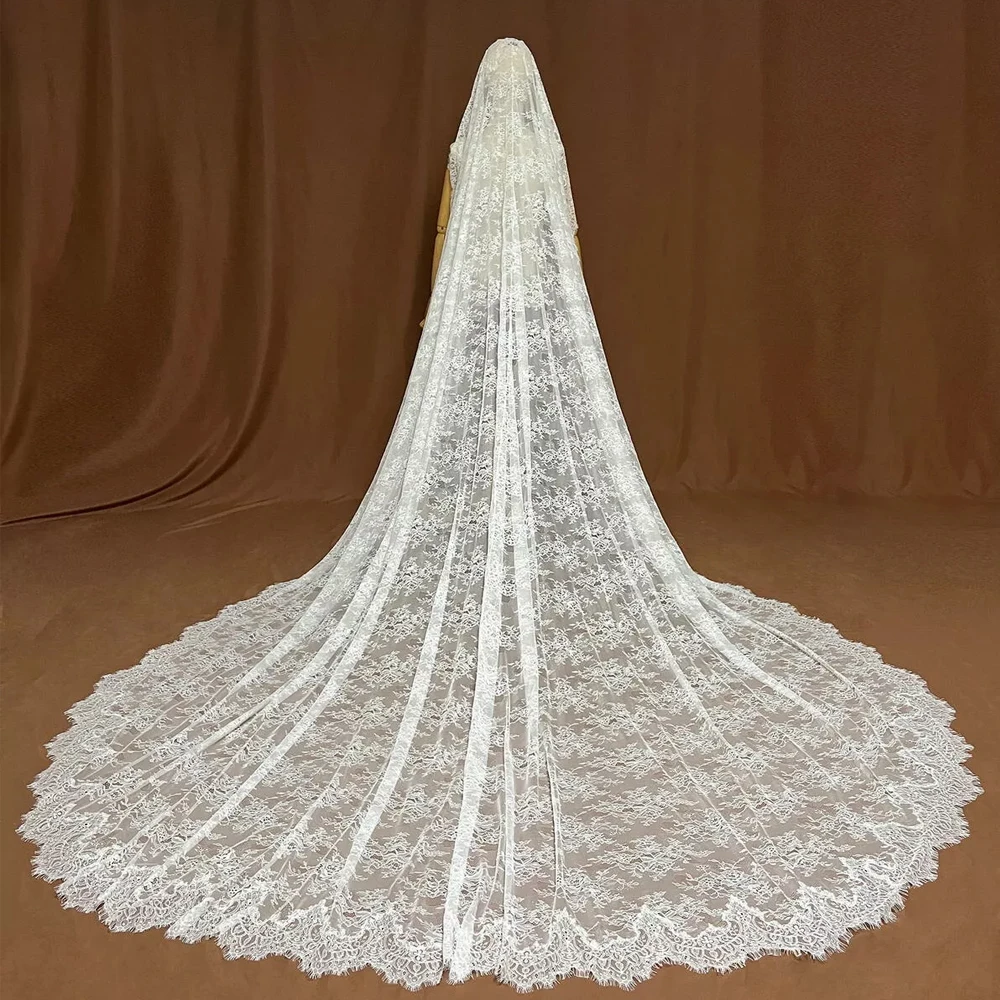 Wedding Veils For Brides Long Appliques Soft Lace Cathedral Bridal Veil Customized
