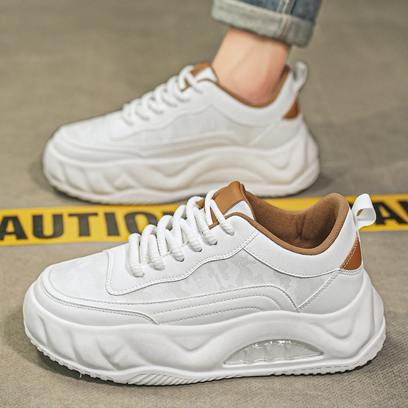 

Мужские новые дышащие универсальные туфли на платформе повседневные маленькие белые туфли для доски Молодежная Спортивная обувь