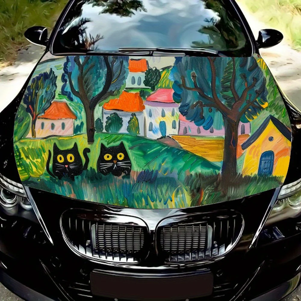 

Пасторальные наклейки на капот автомобиля с рисунком кота и дерева, водонепроницаемые самоклеящиеся, устойчивые к царапинам, легко приклеиваемые, прочные автомобильные ПВХ ст.