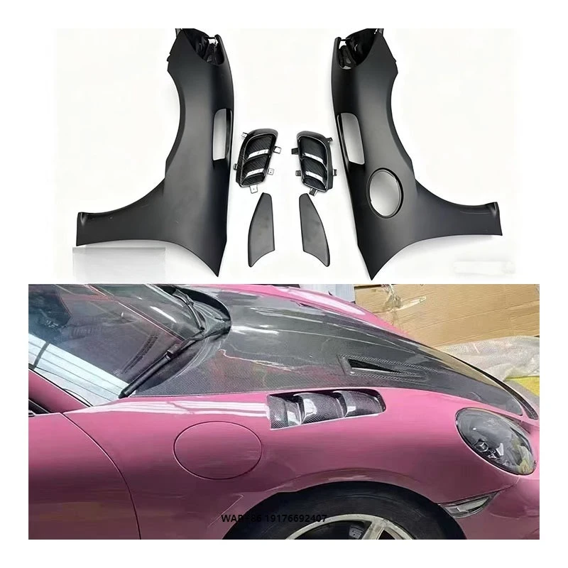 

New for 718 Cayman 982 GT4RS Carbon Fiber Bumper with Exhaust Cutouts Bolt-On Installation Universal Fitment Protection