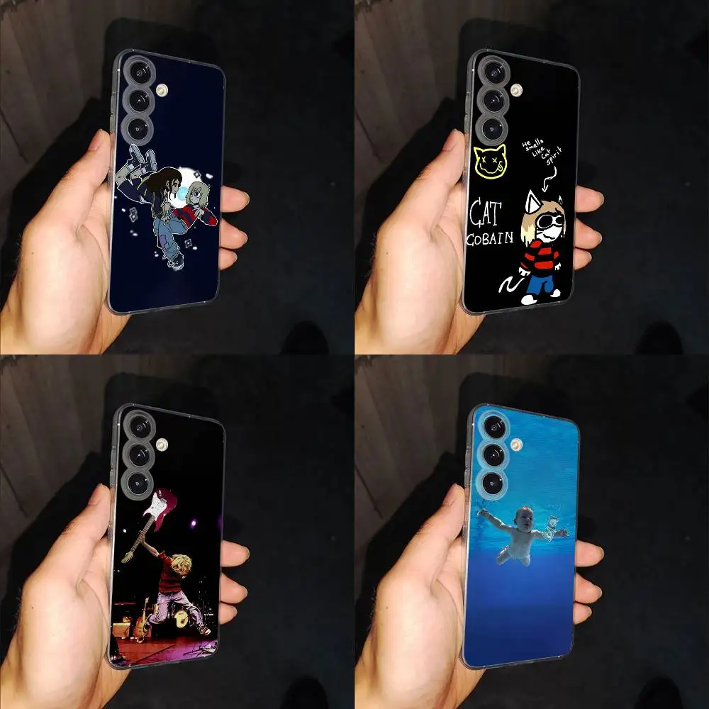 

Singer K-Kurt C-Cobain Phone Case For Samsung S24,30,21,22,23,20 FE,lite,PIus,Ultra,5G,Note,9,10 Transparent Cover